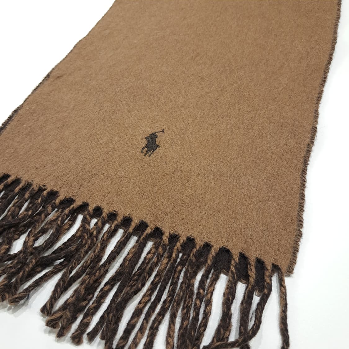 MX482 폴로 90s 이태리판 울 양면 카멜브라운 머플러 목도리 상품이미지6
