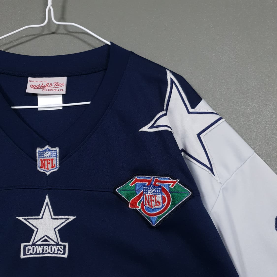 XL) NFL 댈러스 카우보이 미첼앤네스 마이클 어빈 반팔 럭비 져지 상품이미지3