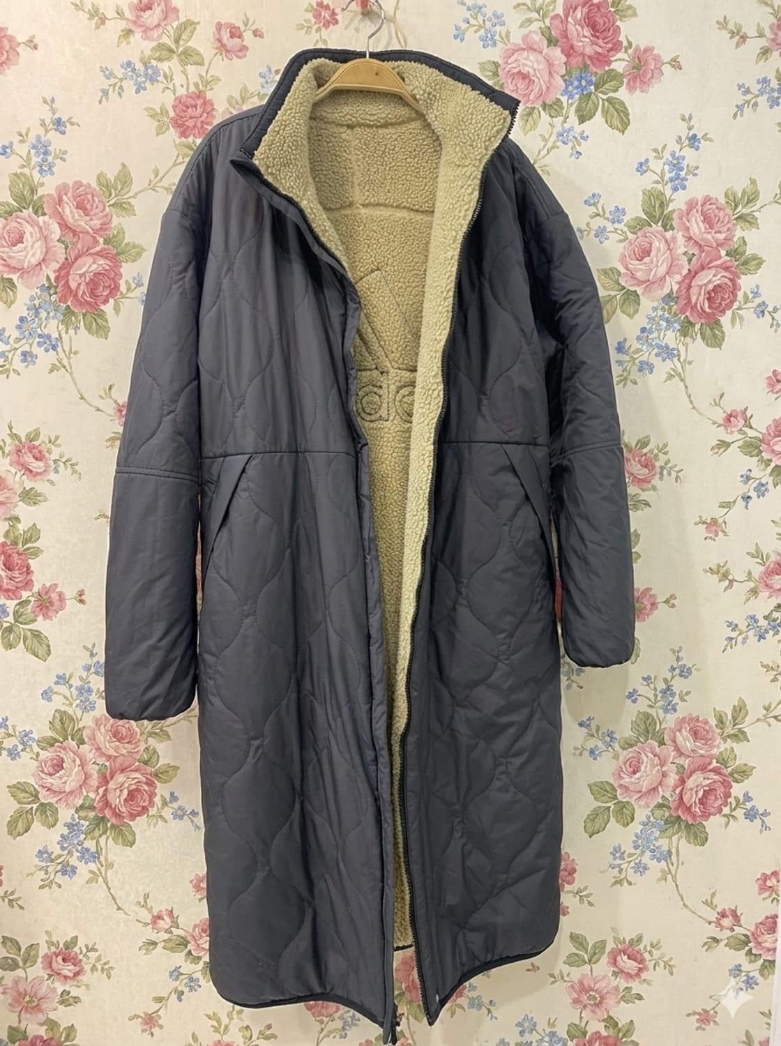 아디다스 양면 플리스 롱 패딩 M 공용 상품이미지1