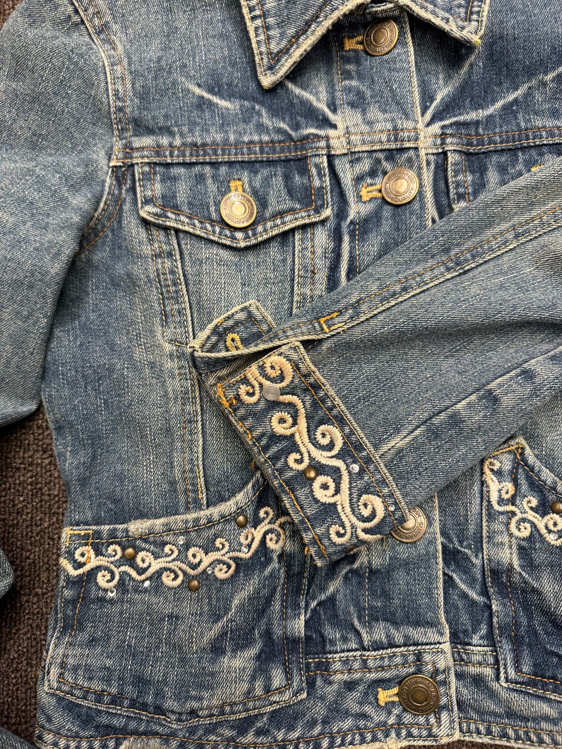 M)Japanese vintage 문양 자수 여성 데님자켓 상품이미지3