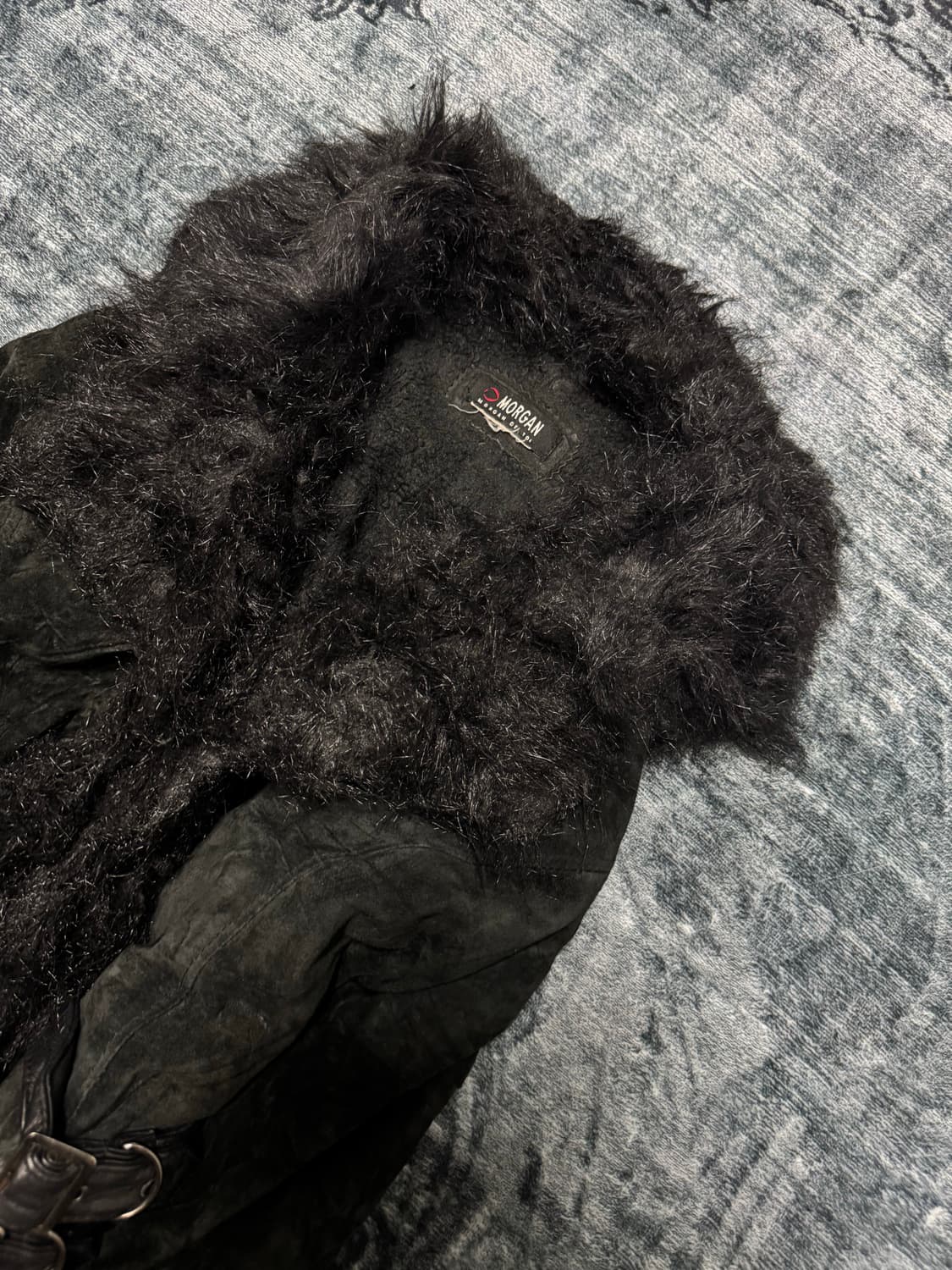 Morgan 00s belted shearing fur swede coa 상품이미지3