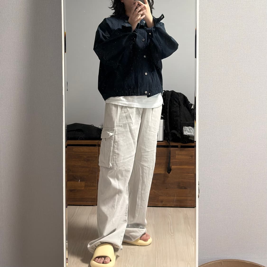 크롭 야상 자켓 네이비 상품이미지2