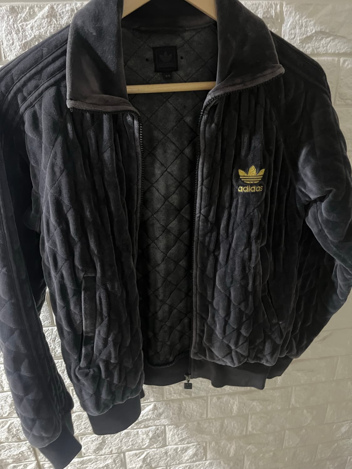 아디다스 져지/아디다스 일본라인 벨벳 금장 유로파 차콜 트랙탑 상품이미지2