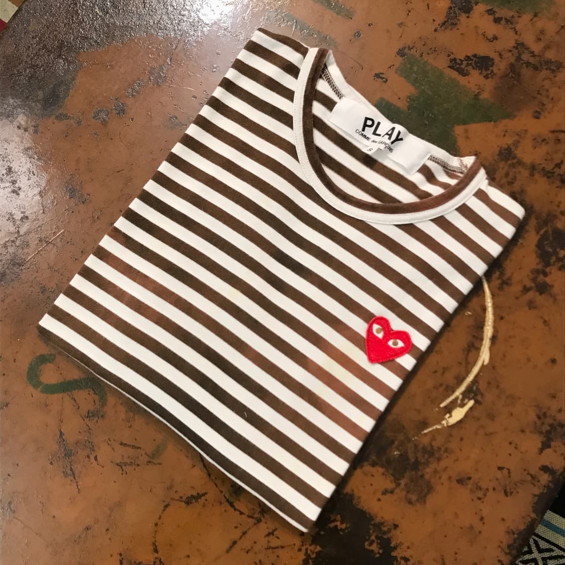 꼼데가르송 브라운 스트라이프 롱 슬리브 여성 55 사이즈  상품이미지1