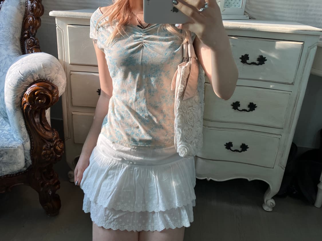 Kumikyoku 쿠미쿄쿠 민트 플로럴 오프숄더 상품이미지3