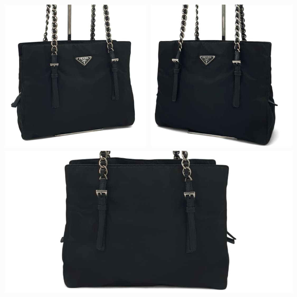 프라다 삼각로고 은장 체인 블랙 숄더백 상품이미지2