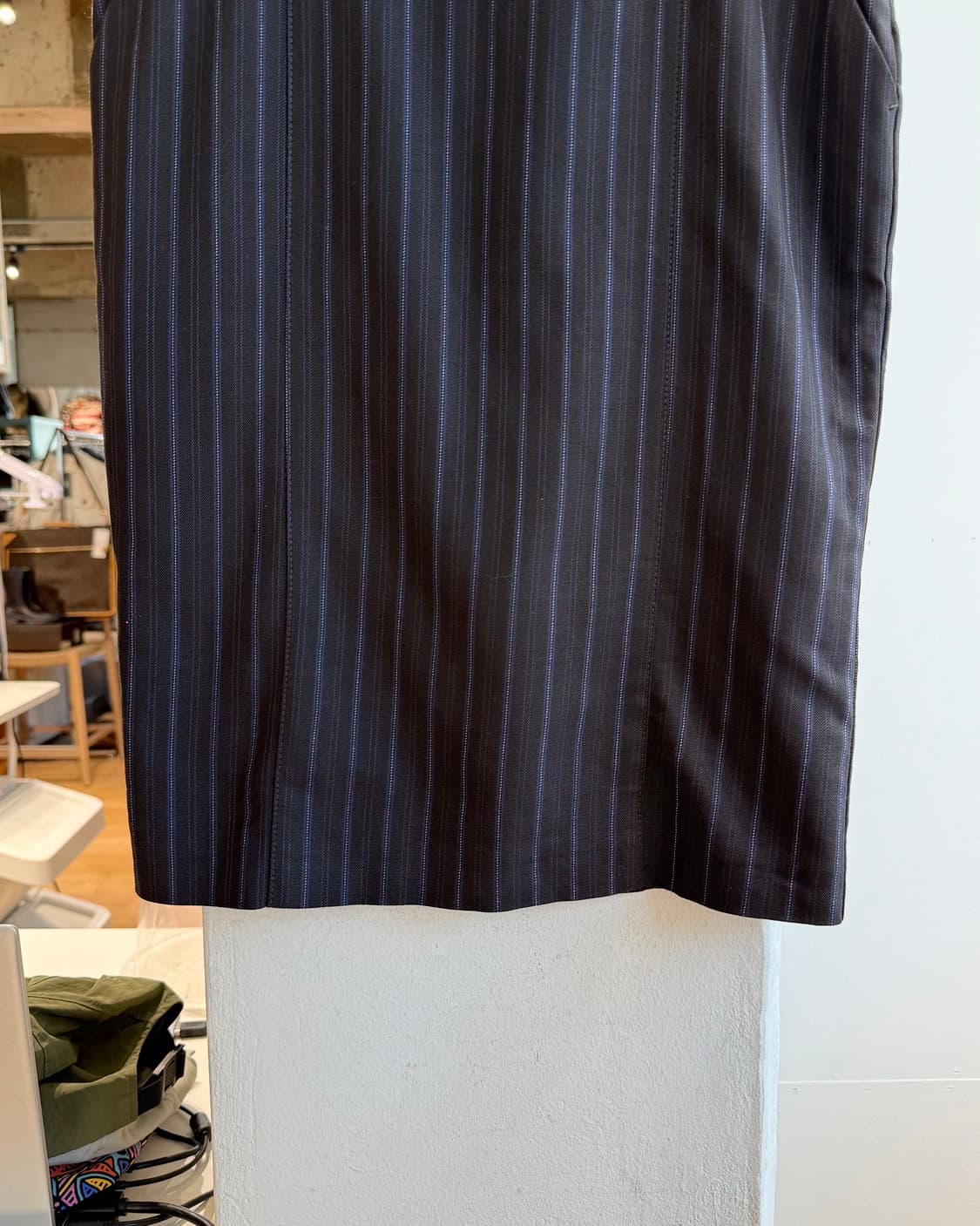 모스키노 진스 브라운 스트라이프 버클 미디스커트 상품이미지4