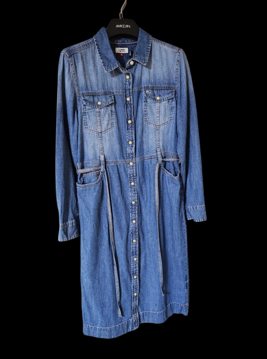 Tommy Jeans 블루 버튼 장식 벨티드 데님 미디원피스 S 상품이미지6