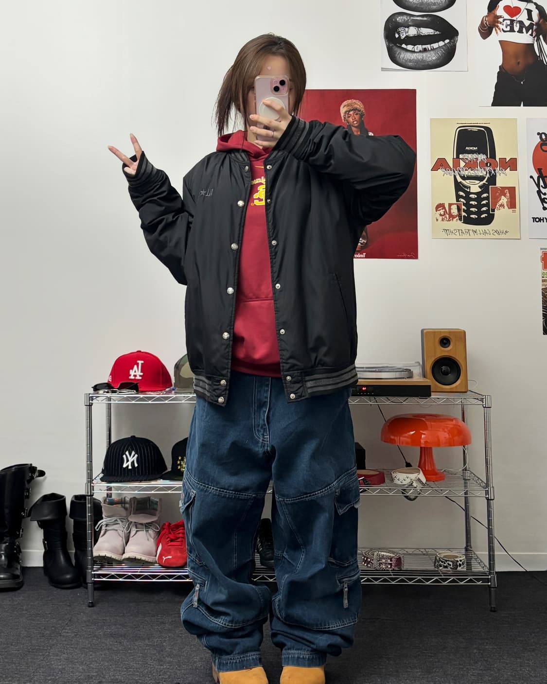 컨버스 폴리쉘 베이스볼 점퍼 블랙 상품이미지4