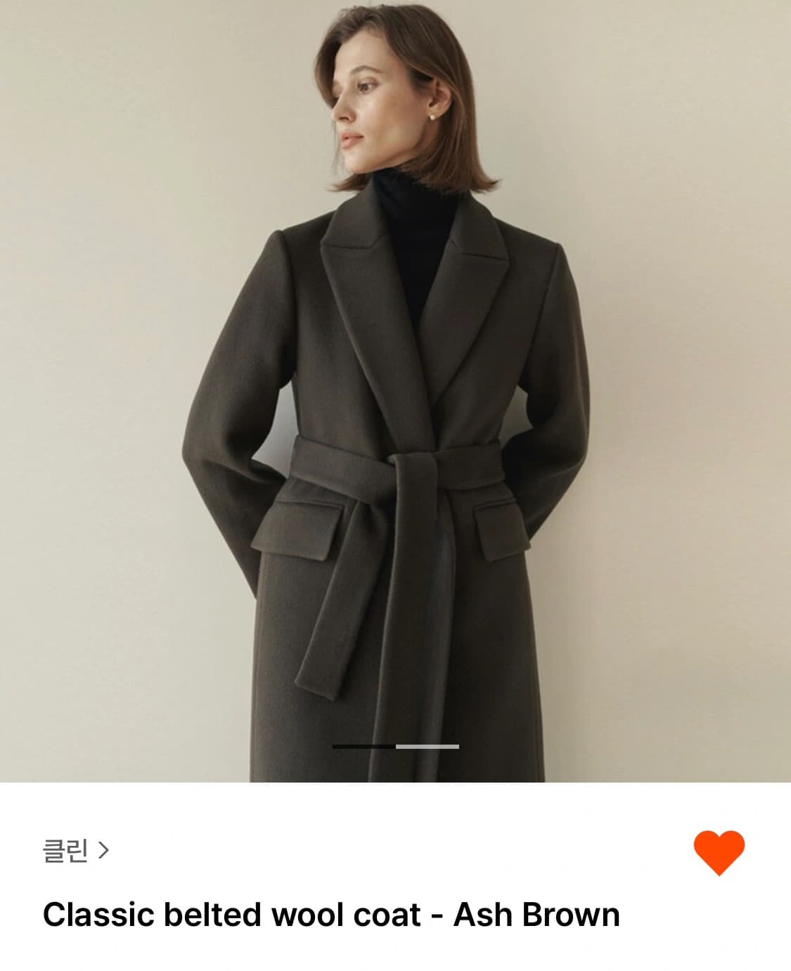 KLEAN Classic belted wool coat 벨티드 울 코트 상품이미지1