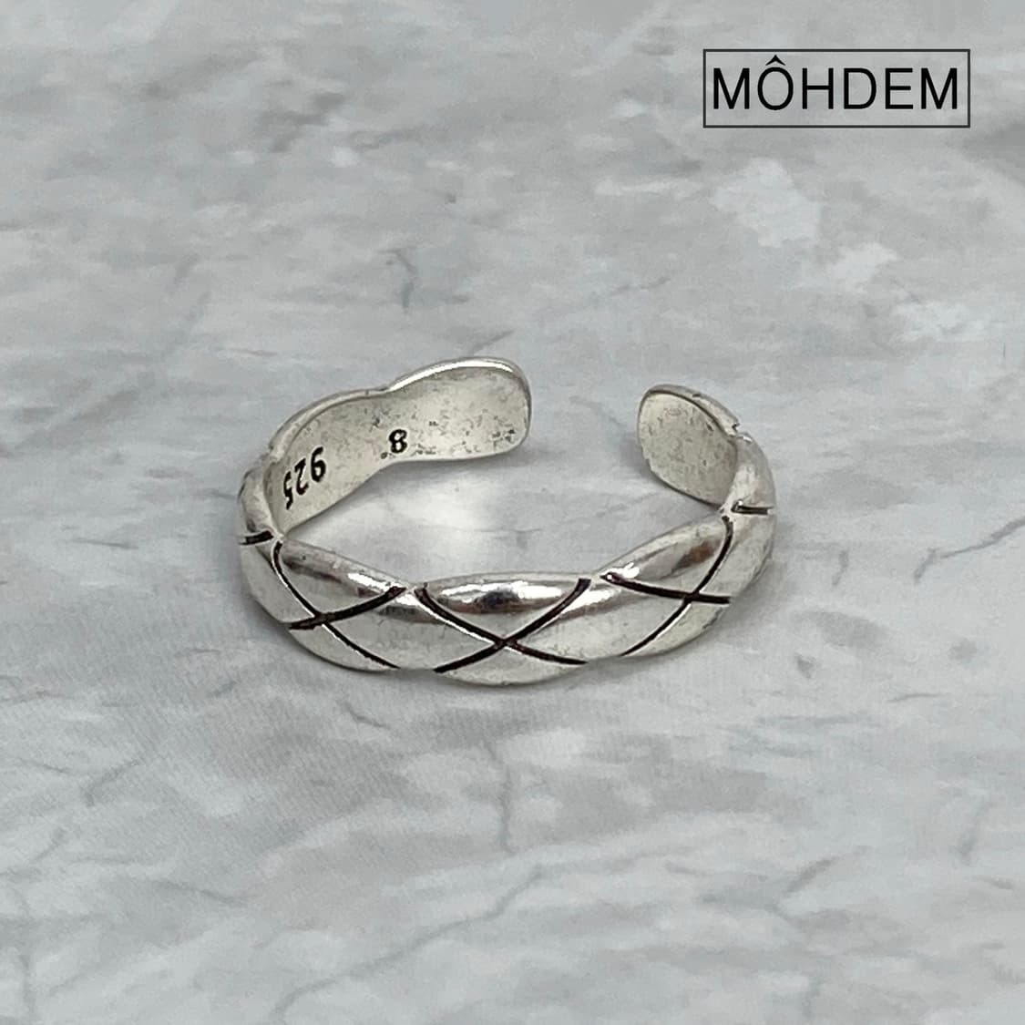 [Unisex] Coco2 엠보 체크 실버 반지 상품이미지4