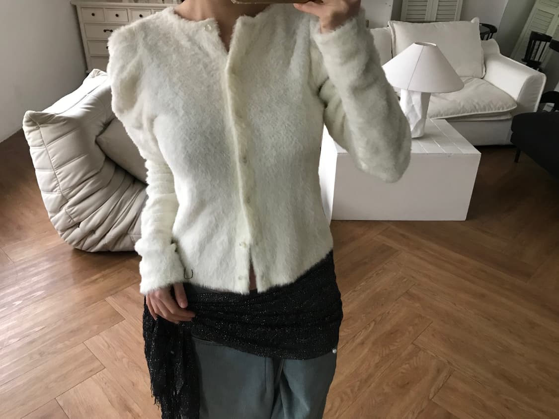 vintage ivory puff cardigan 상품이미지3