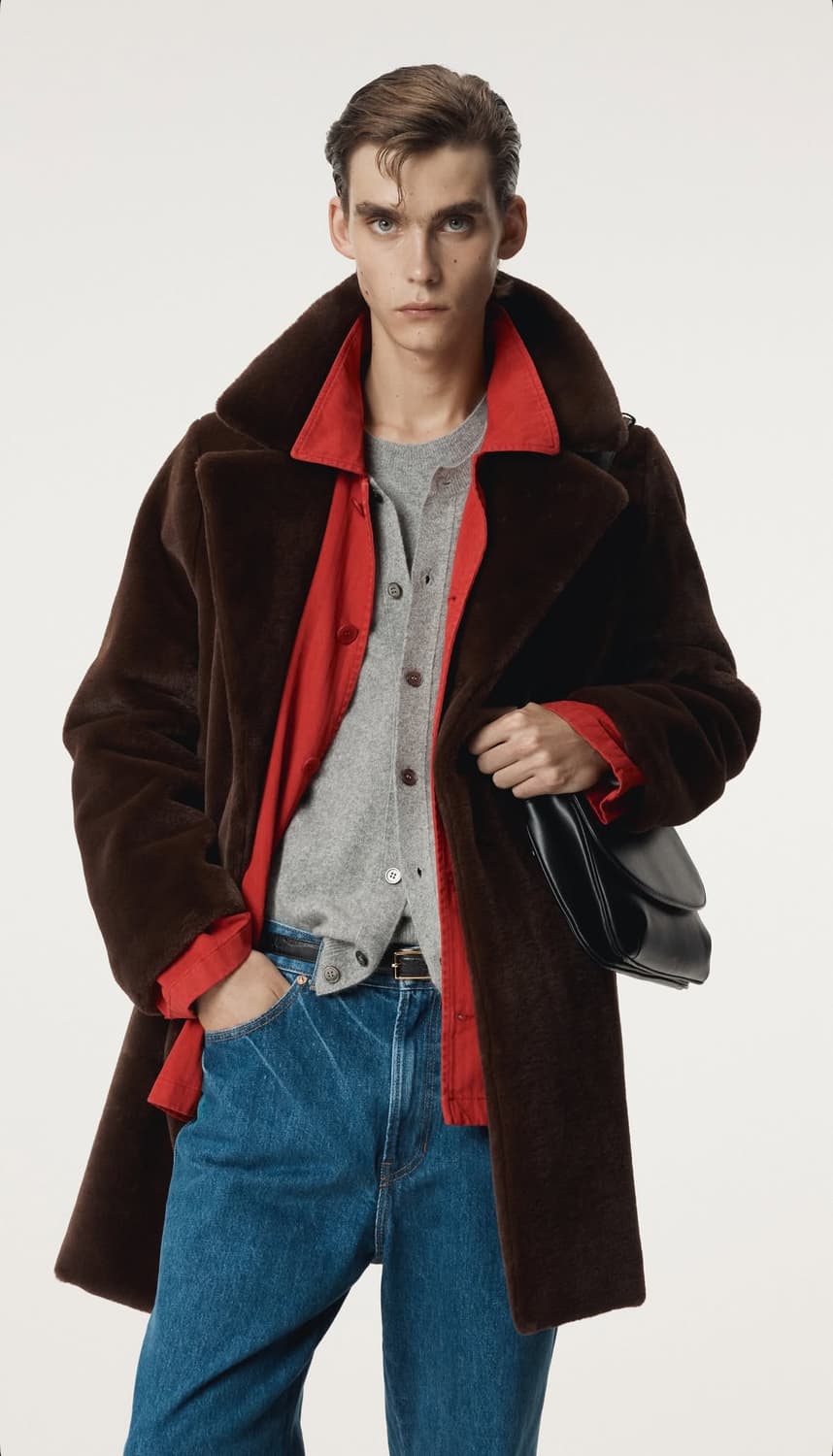 렉토 25FW 폭스 퍼 하프코트 버건디 상품이미지10