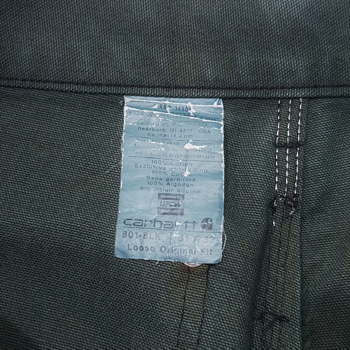 칼하트 더블니 그린 가먼트다잉 커스텀 31 usa made 상품이미지7