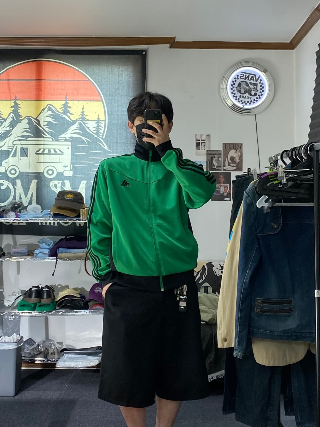 [105] Vintage ADIDAS 아디다스 그린 블랙 져지 상품이미지8