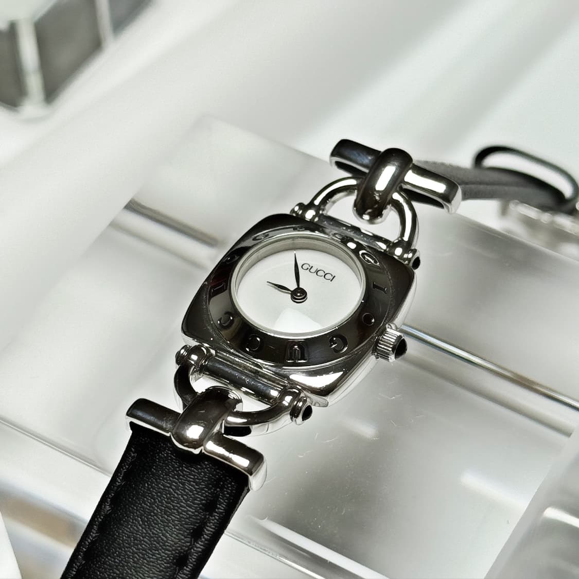 80's90's 빈티지 구찌 홀스빗 실버 화이트 워치 상품이미지5