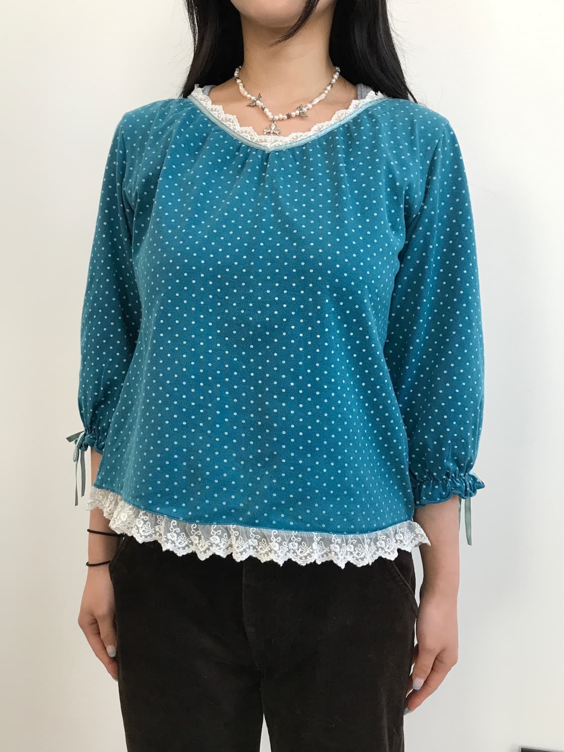 Livre Claire Cotton Dotted Blouses Top 상품이미지2