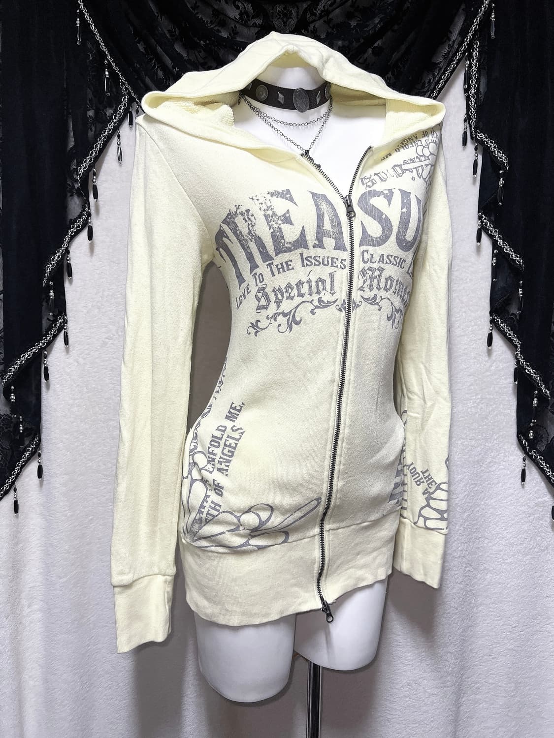 glitz 글리츠 갸루 펑크 y2k 와투케 레터링 투웨이 후드집업 원피스 상품이미지7