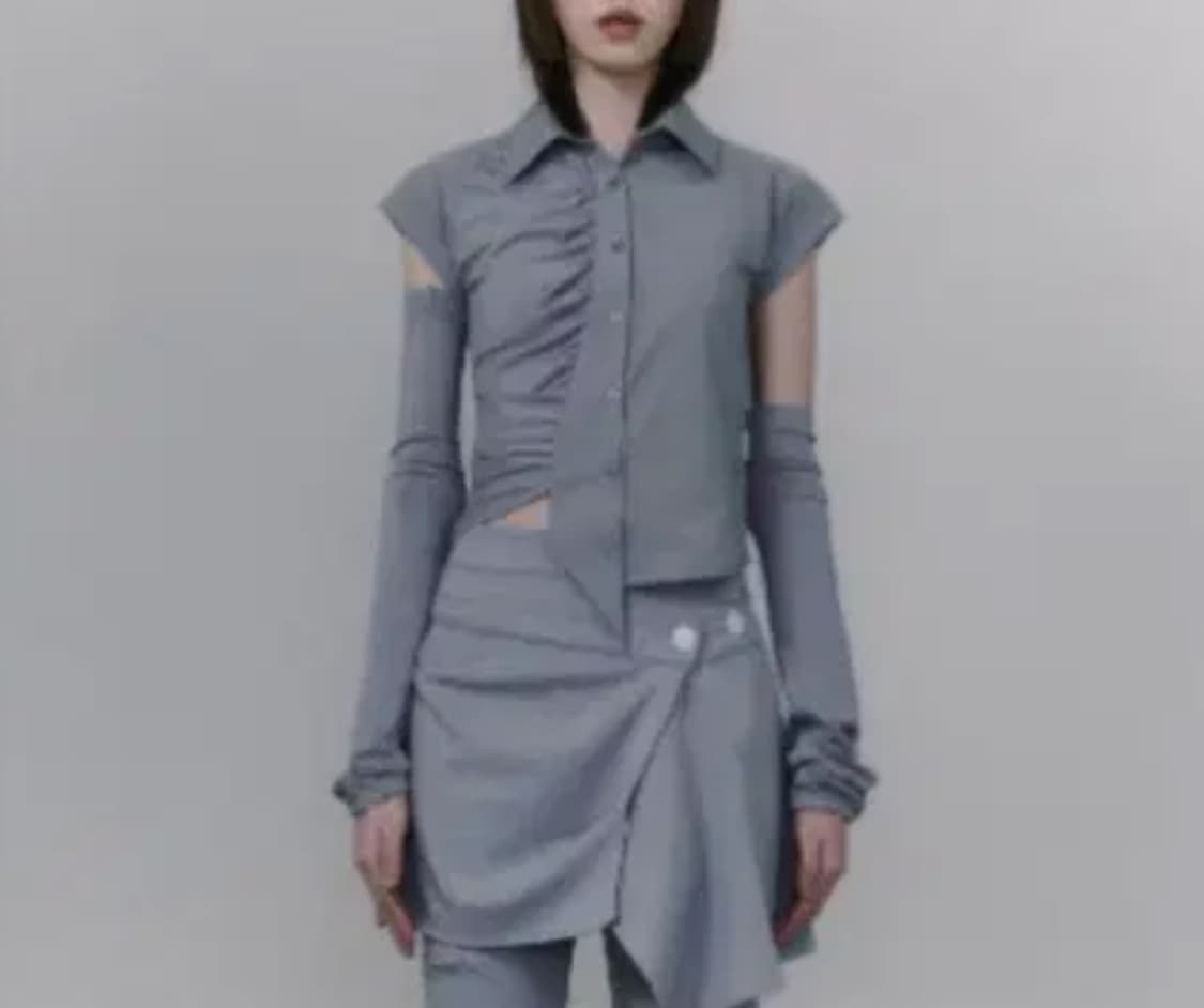 오호스 OJOS 캡 슬리브 워머 셔츠 그레이 상품이미지2