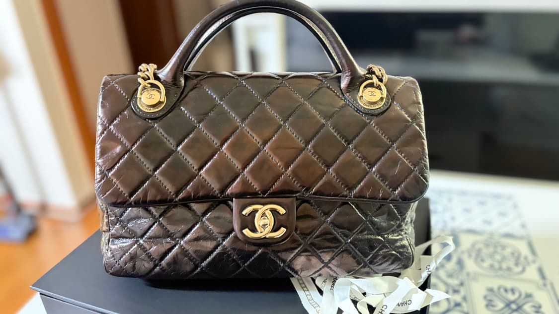 샤넬 빈티지 캐슬락 램스킨 탑 핸드백 (정품) 상품이미지1