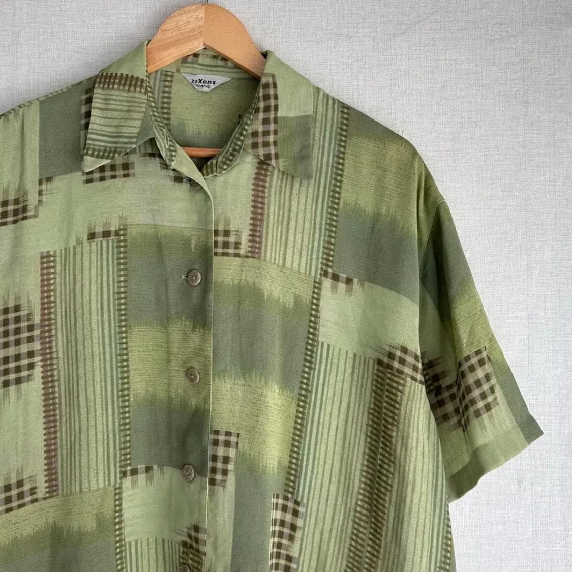 Vintage Green Patchwork Shirts 상품이미지3