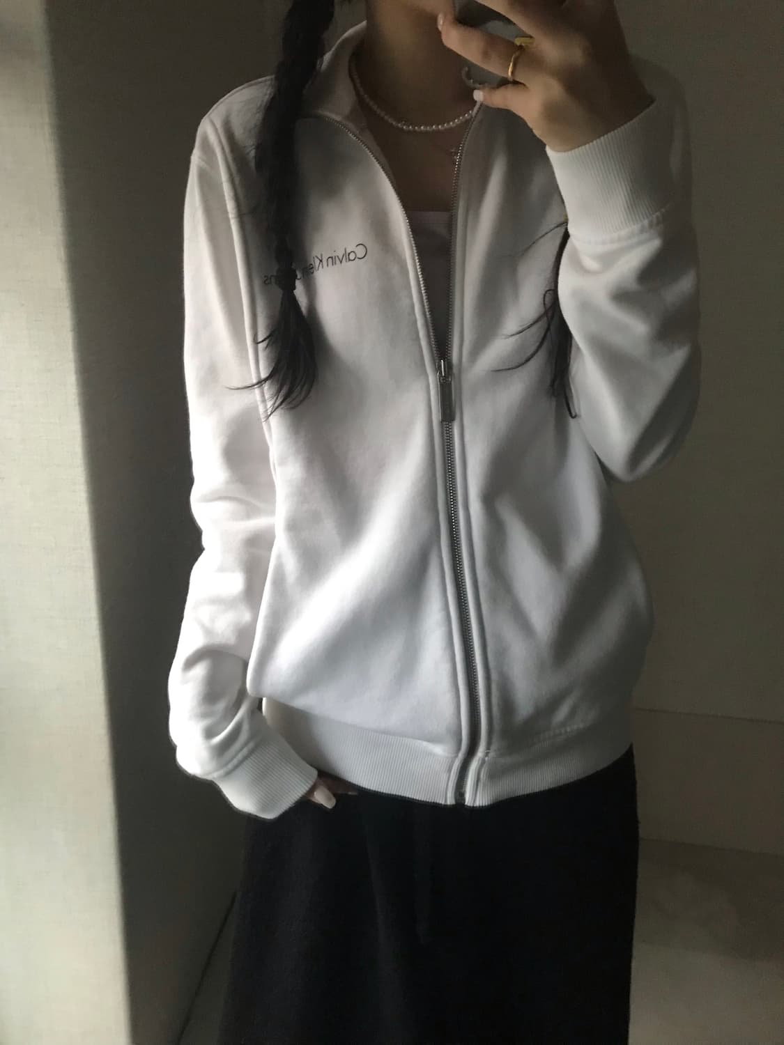 켈빈클라인 화이트 면집업 상품이미지4