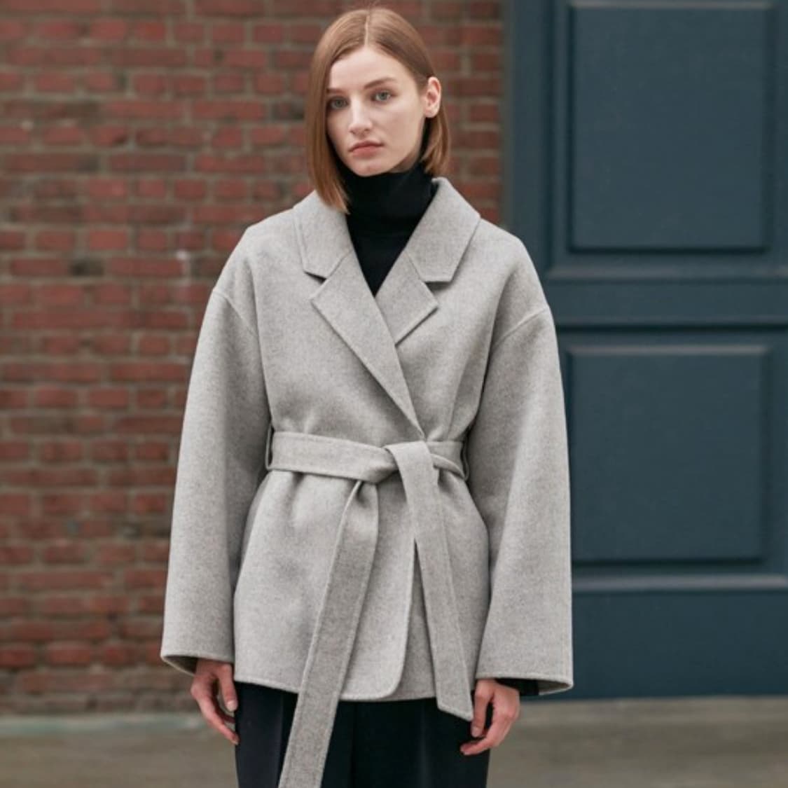 닐바이피(NILBY P) 램스울 캐시 핸드메이드 하프코트 프리사이즈 상품이미지1