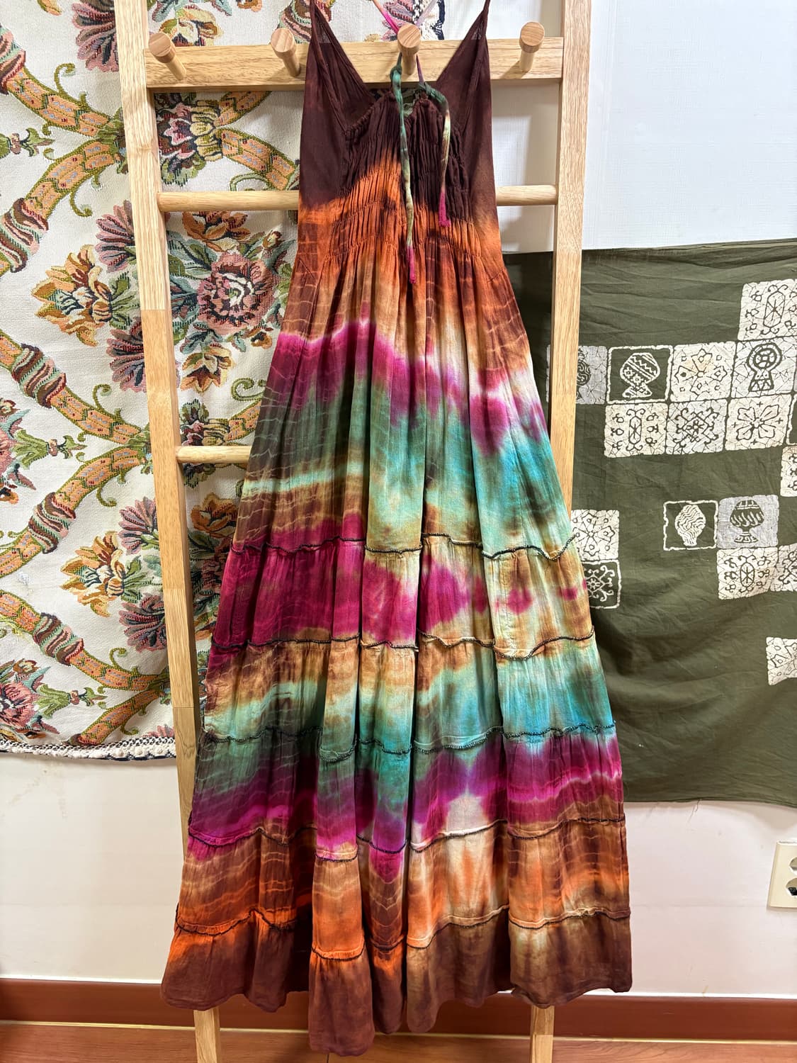 히피 에스닉 타이다이 롱 원피스 상품이미지4