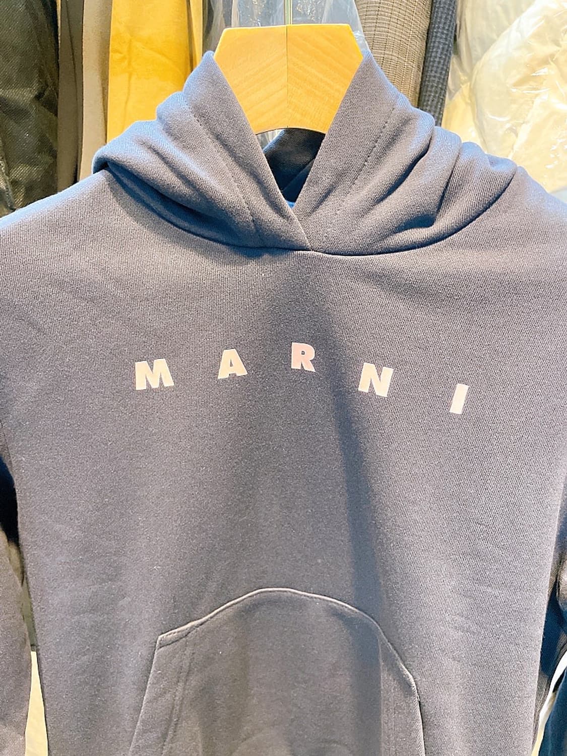(정품/새상품) 마르니 키즈 다크 블루 코튼 로고 후드 상품이미지2