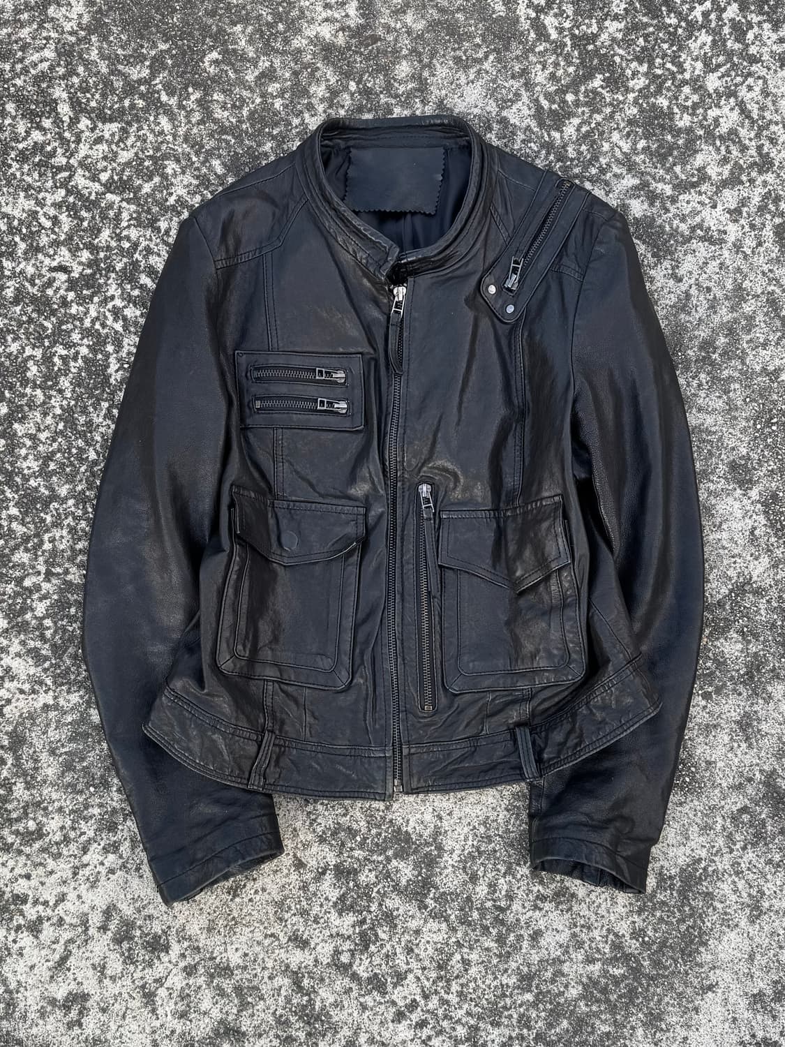 Multi-Pocket Leather Jacket 상품이미지1