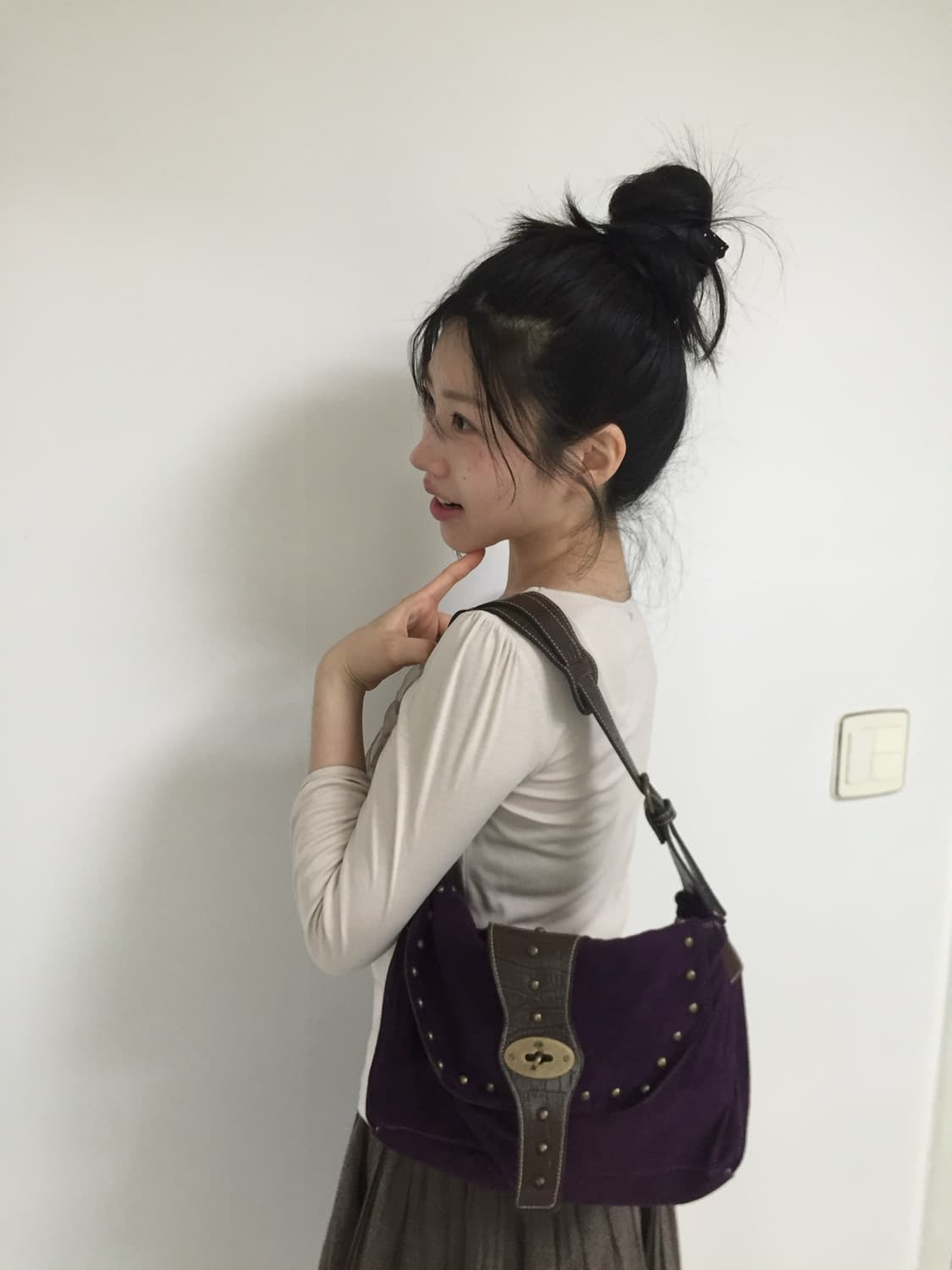 vintage velvet purple bag 상품이미지3