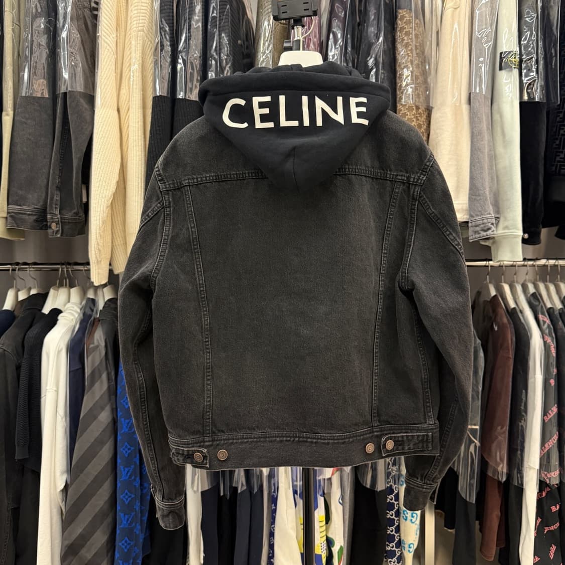 [리오브전포점] 셀린느 백로고 흑청 후드 데님 자켓 상품이미지2