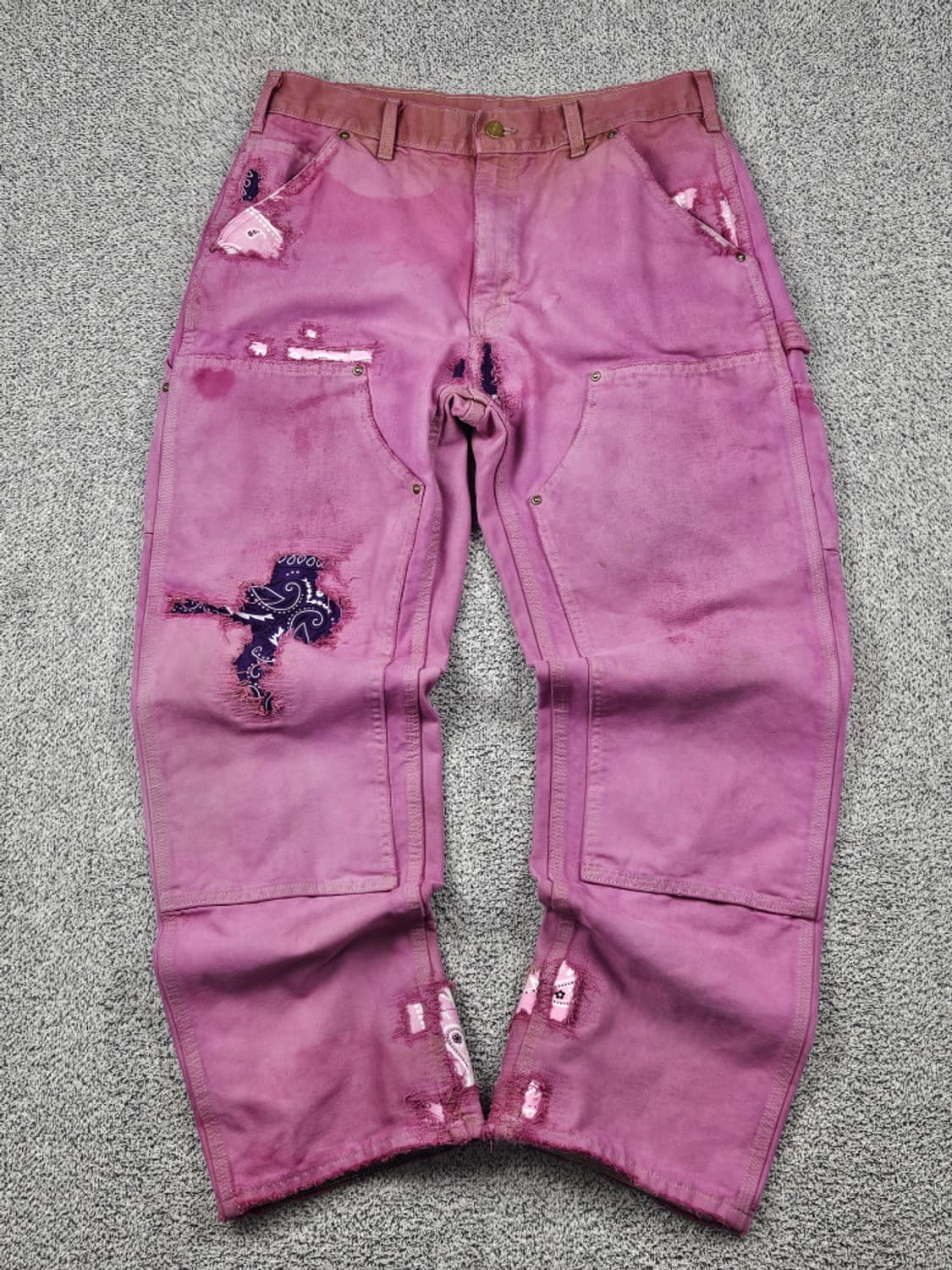 칼하트 핑크다이드커스텀 카펜터 더블니 팬츠 (34X30추정)/ 10278 상품이미지1