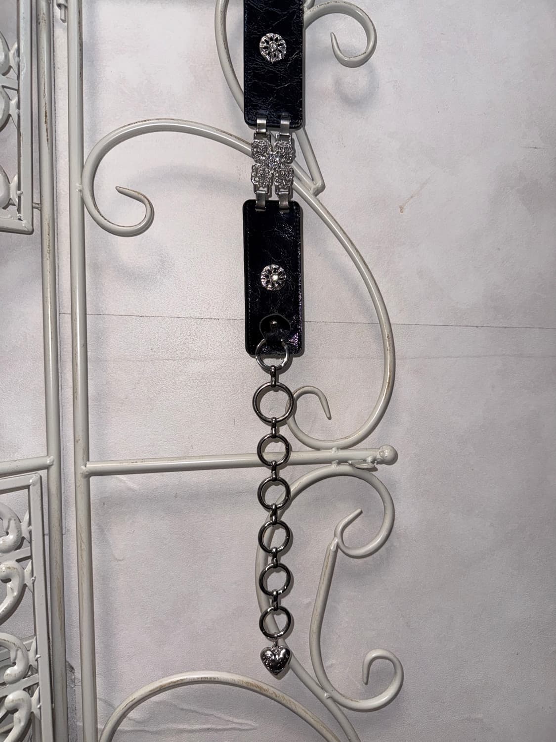 Black cubic flower charm chain belt 상품이미지6