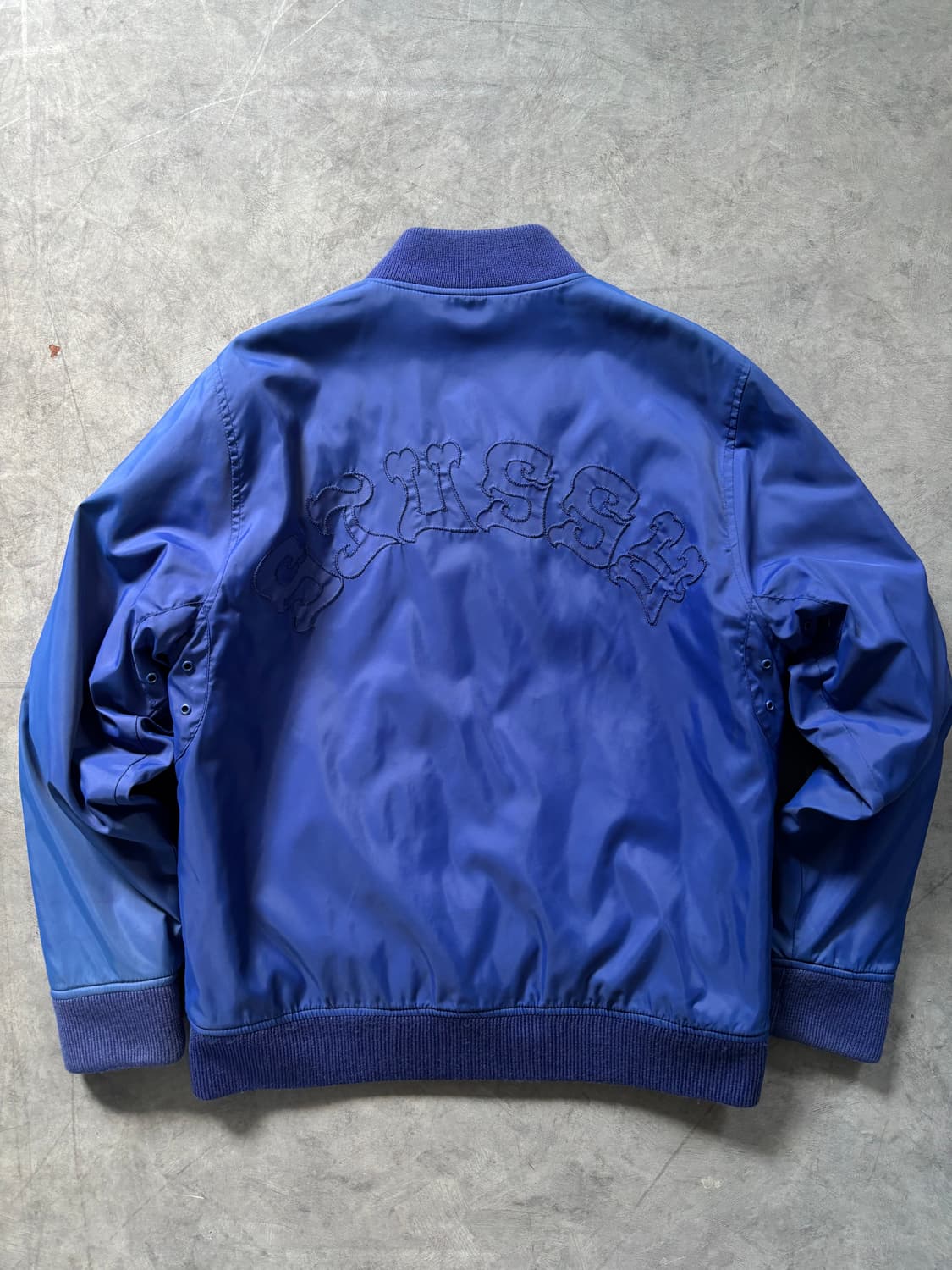 Stussy 스투시 00s 블루 스컬로고 새틴 바시티 자켓 상품이미지3