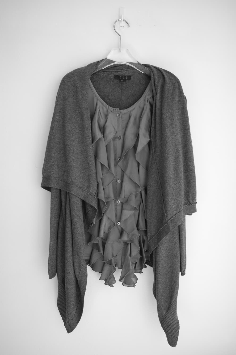 Frill docking drape cardigan 상품이미지4