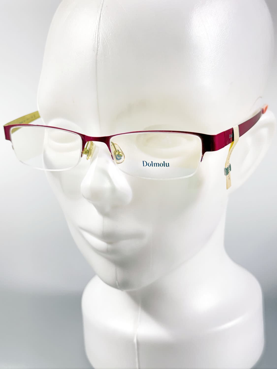 DOMOLU 핑크 골드 메탈 반무테 스퀘어 빈티지 안경 상품이미지8