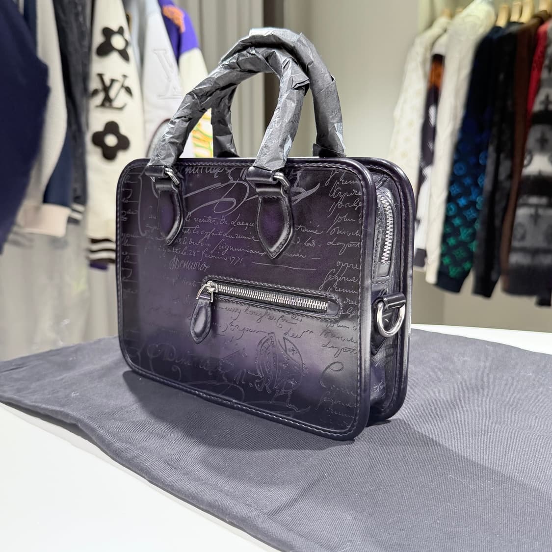 A+ / 벨루티 앙쥬르 미니 스크릿 레더 서류 가방 퍼플 파티나 상품이미지4