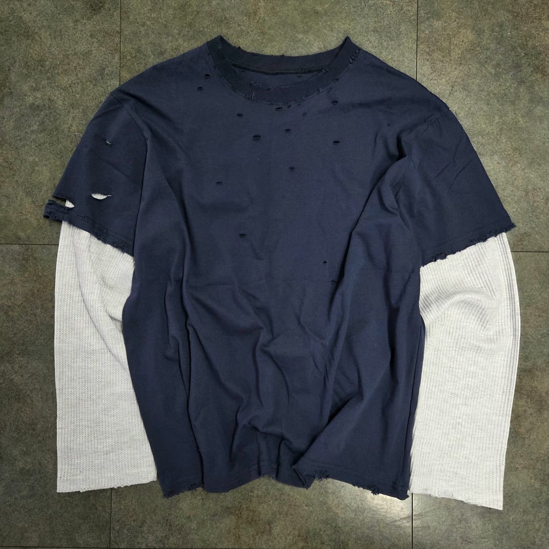 빈티지 레이어드 와플  긴팔티셔츠 상품이미지1