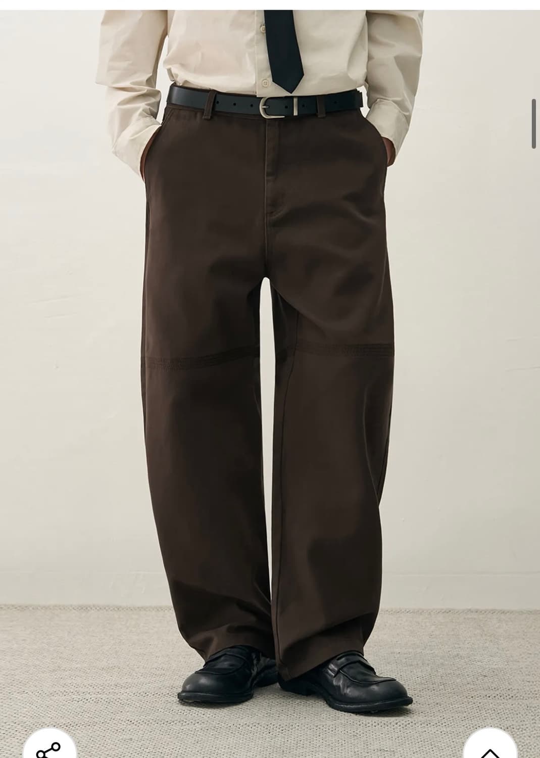 (새상품)(XL) 드로우핏 세미 와이드 트위스트 카치온 팬츠 BROWN 상품이미지5