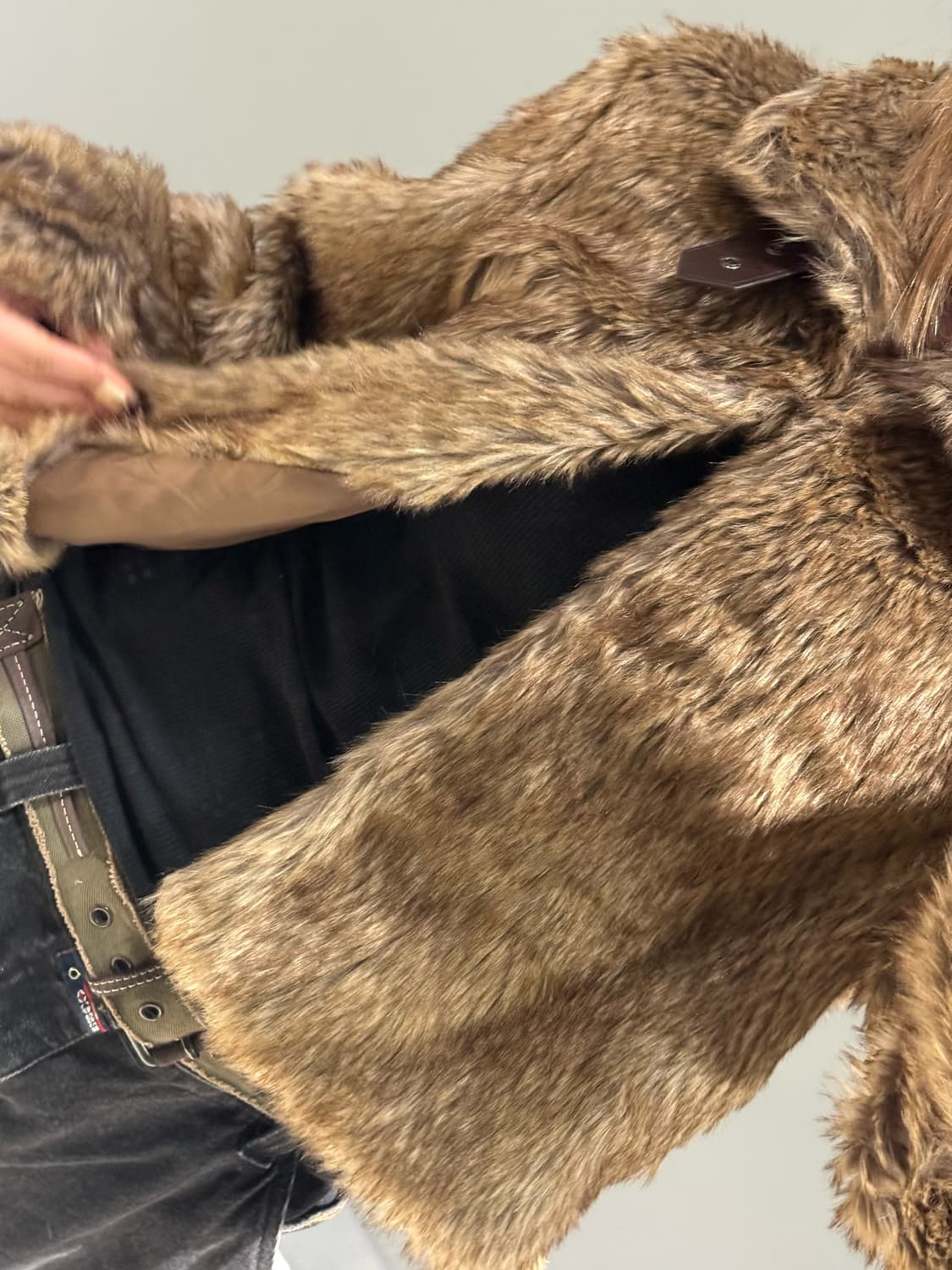 neck buckle point mix color fur jacket 상품이미지4