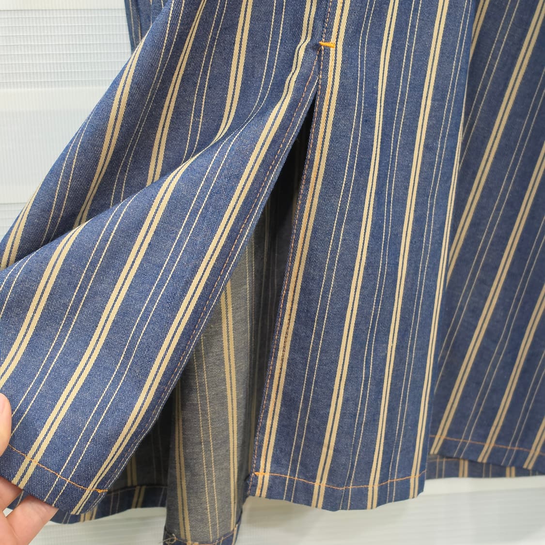 VARAGIA 스트라이프 데님 오버롤 원피스- 우먼M-L 상품이미지8