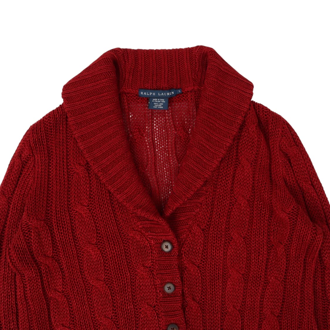 폴로 랄프로렌 레드 린넨 엘보우패치 숄카라 가디건 상품이미지2