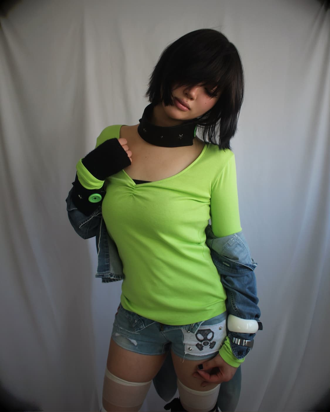Custom B-ear denim Gas Mask shorts 상품이미지4