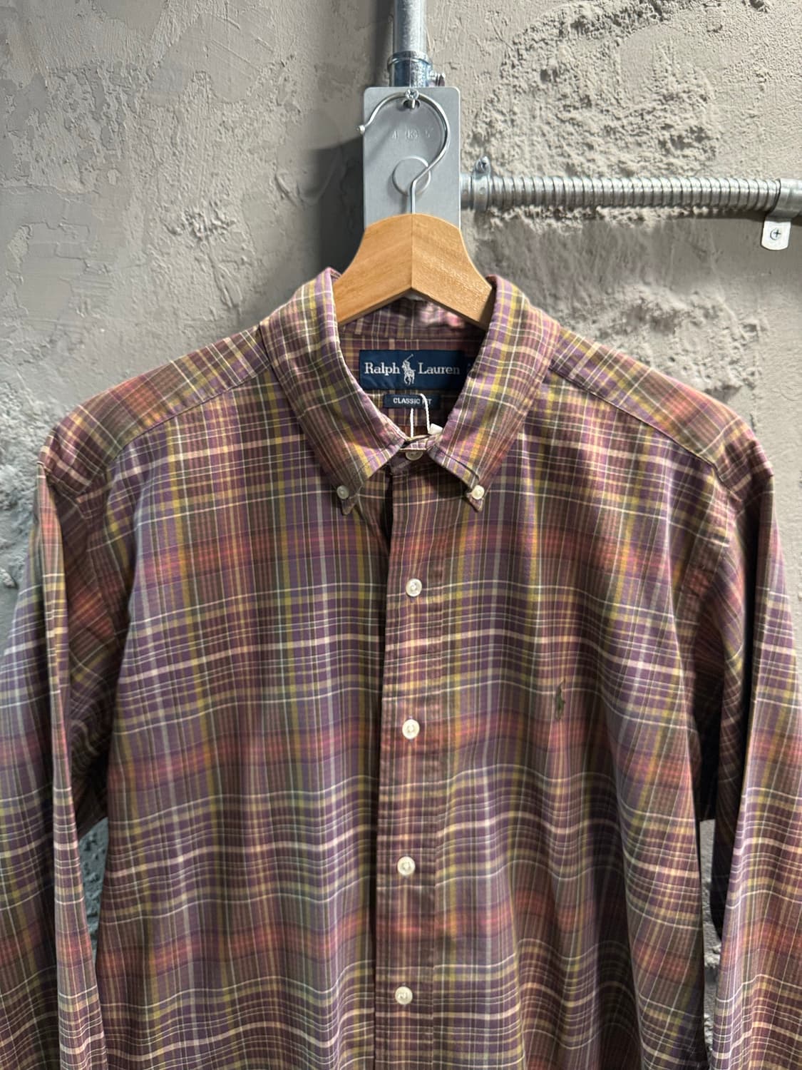 L 폴로 랄프로렌 POLO 클래식핏 체크 버튼다운 셔츠 브라운와인 상품이미지4
