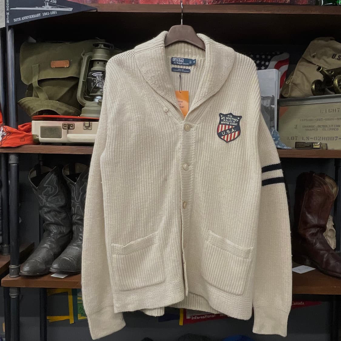 90s 폴로 랄프로렌 MT. whitney 패치 울 니트 가디건 상품이미지1