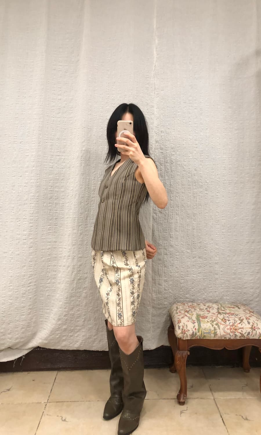 soft brown stripe vest 상품이미지3