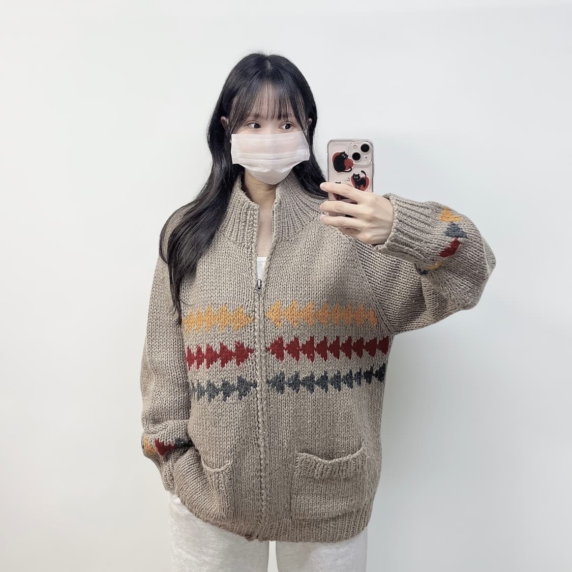 Varsity Club 아메리칸 빈티지 노르딕 코위찬 니트집업 상품이미지1