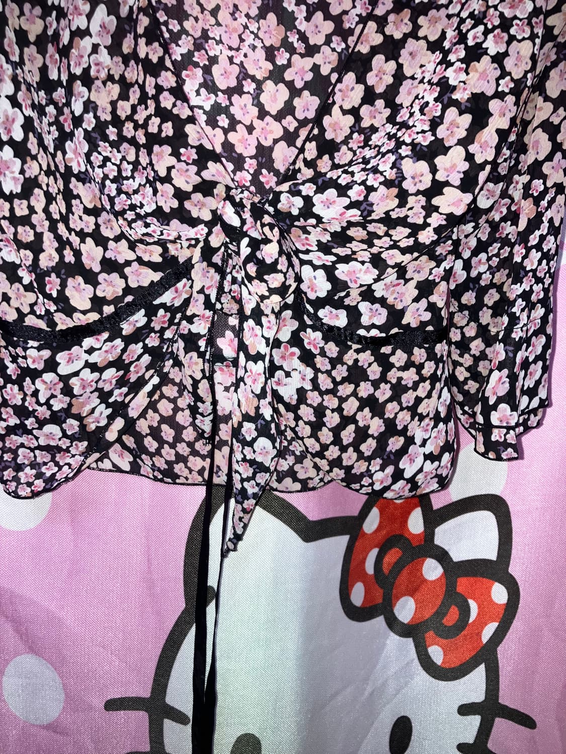 jpn 핑크 플라워 리본 가디건 상품이미지3