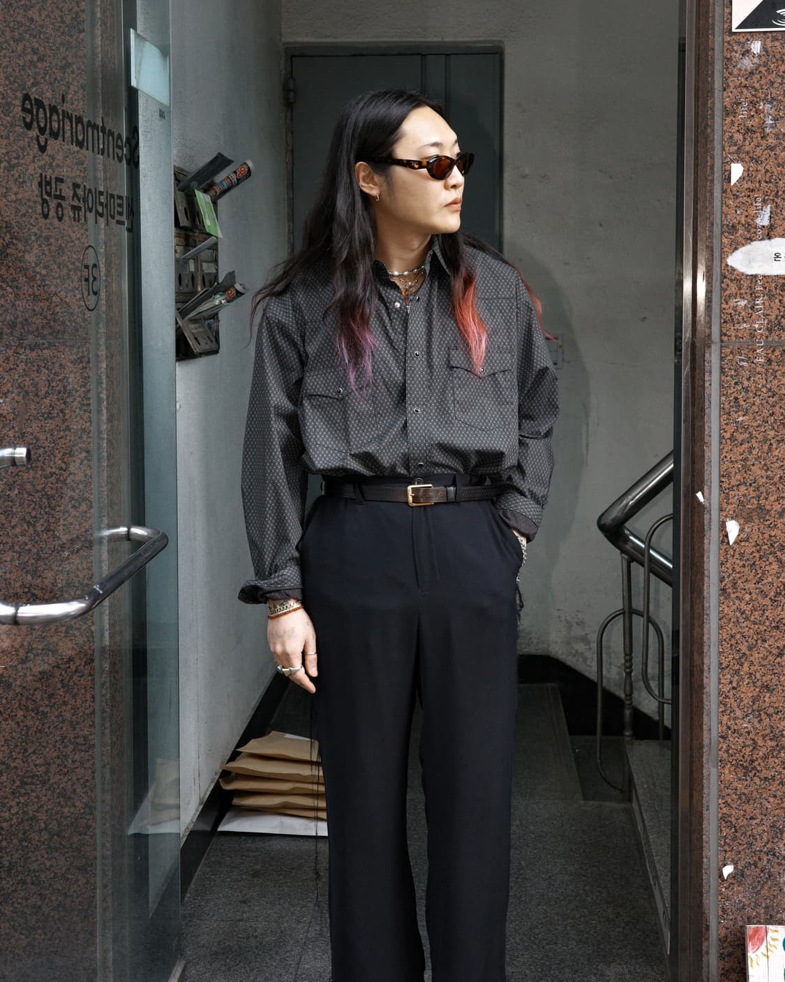 빈티지 Wrangler 다이아몬드 패턴 블랙 펄스냅 웨스턴 셔츠 상품이미지5